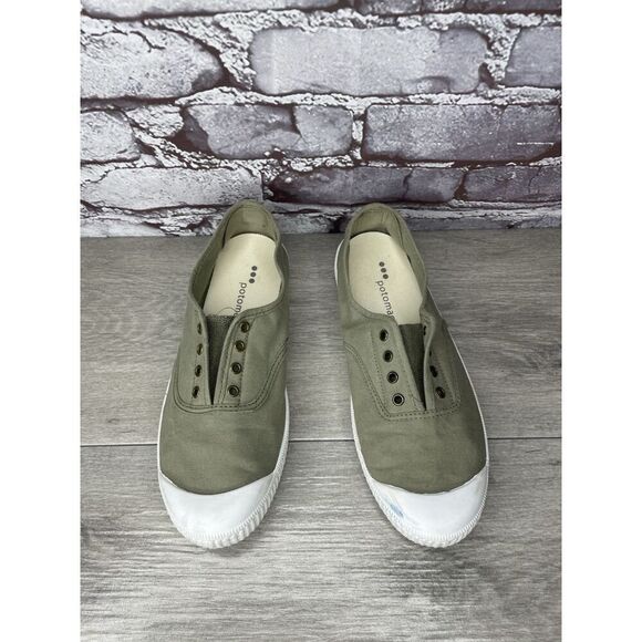Potoma Green Canvas Fabric Slip On Casual Sneakers Shoes Women’s Sz 39EU/8.5M US - Picture 2 of 16
